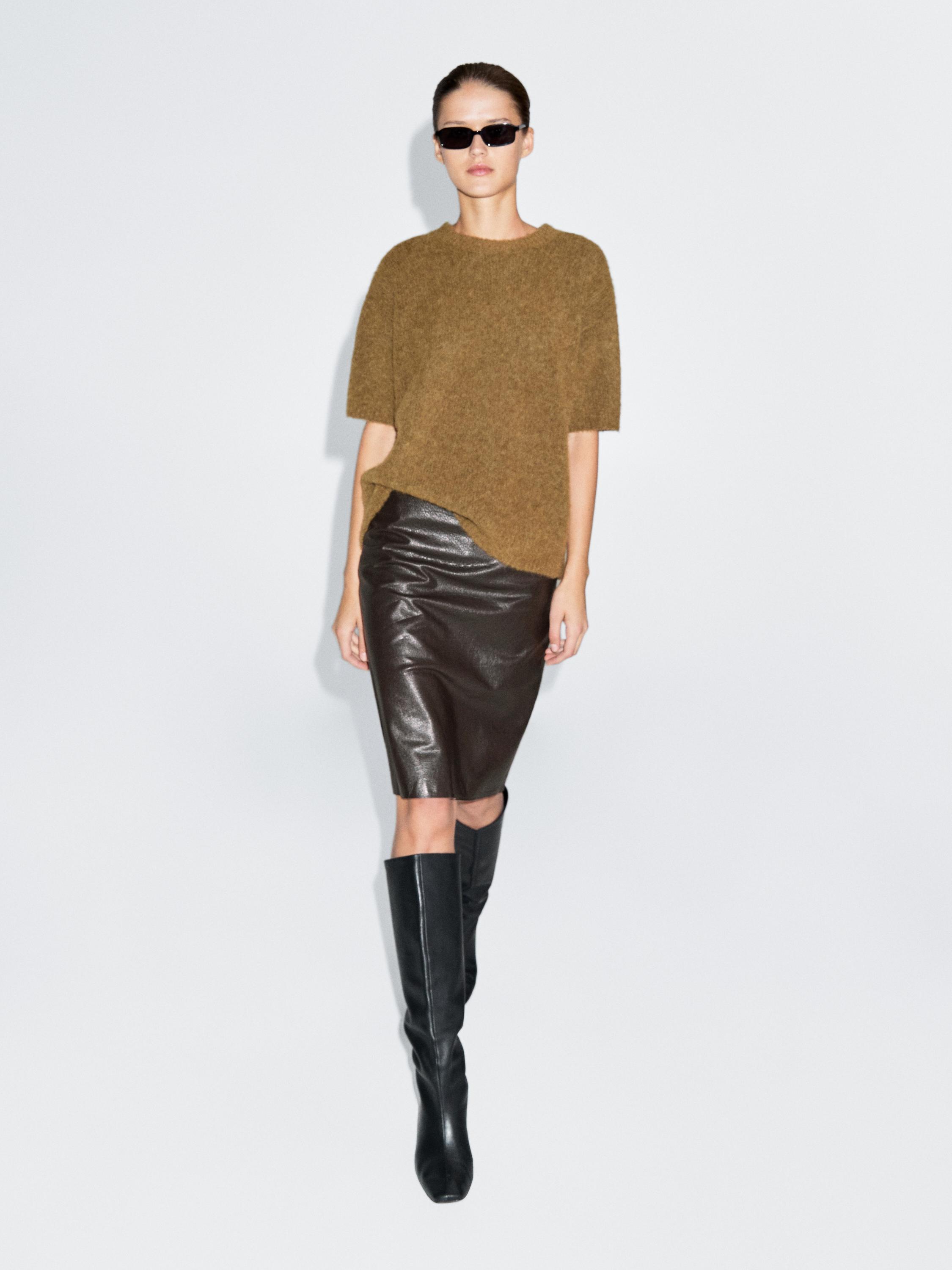 

Большой вязаный свитер из альпаки и шерсти Massimo Dutti, Faded Green