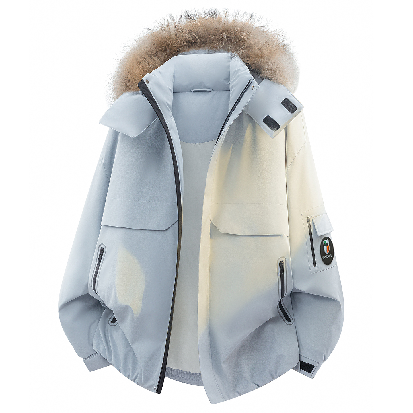 

Пуховик Unisex с меховым воротником утепленный Workwear VanCamel, glacier синий