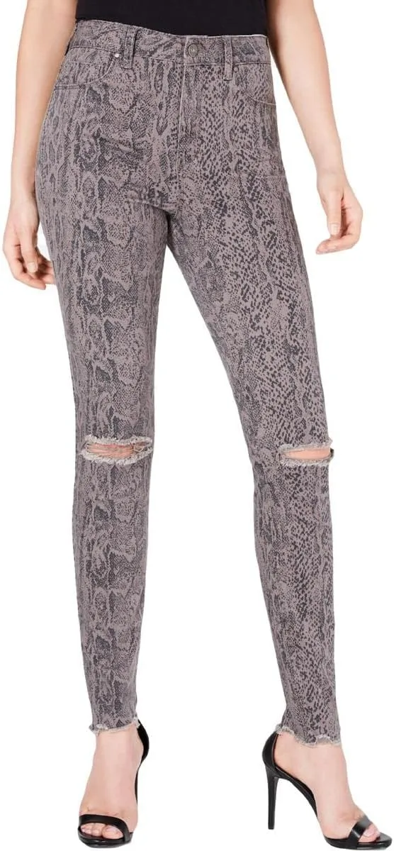 

Rewash Женские джинсы скинни с принтом змеи и потертостями