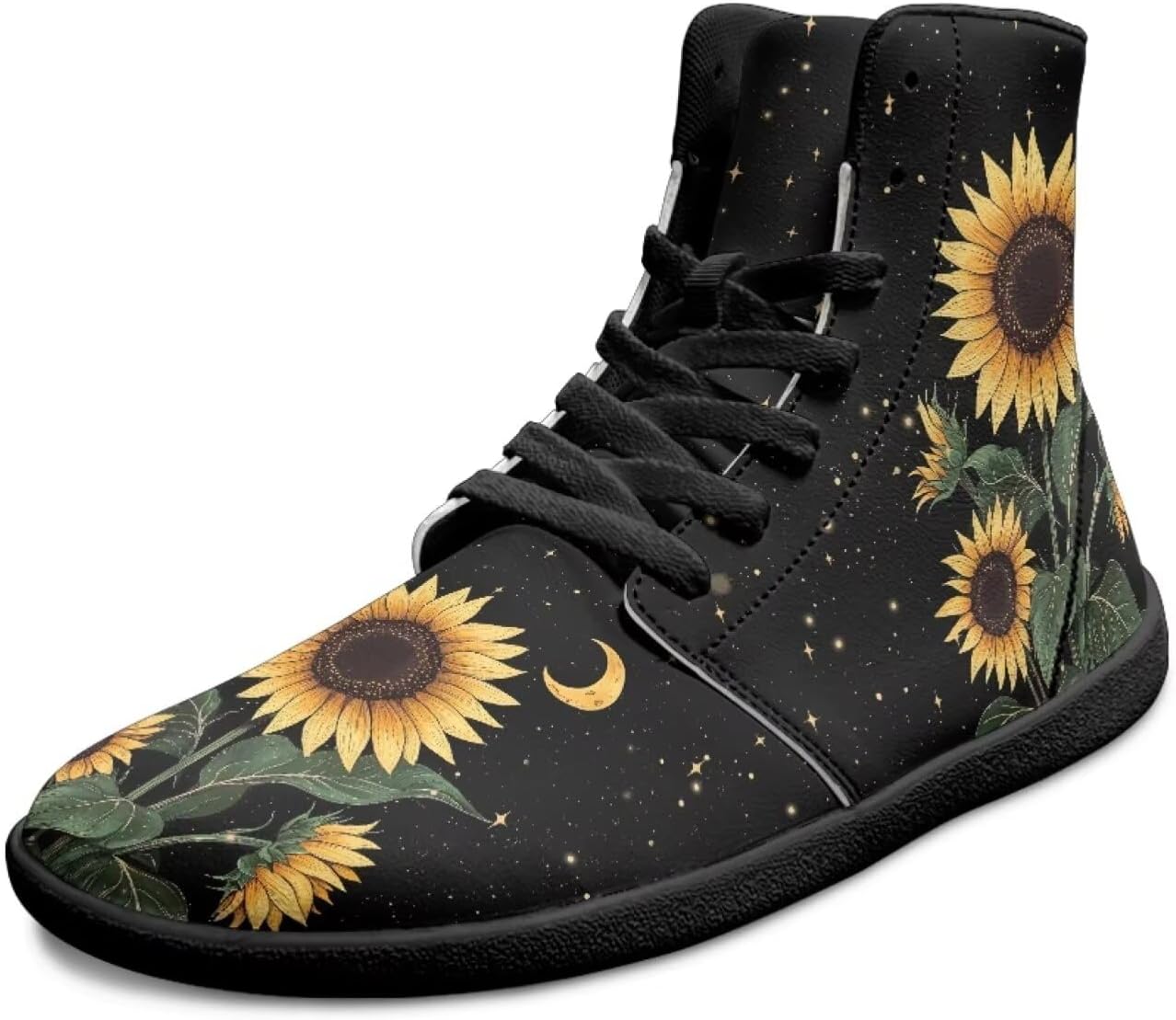 

Мужские широкие кроссовки Binienty для ходьбы, высокие минималистичные кеды с противоскользящим покрытием и нулевым перепадом высоты подошвы, спортивные кроссовки, размеры US 6-14, Sunflower Night Sky Moon