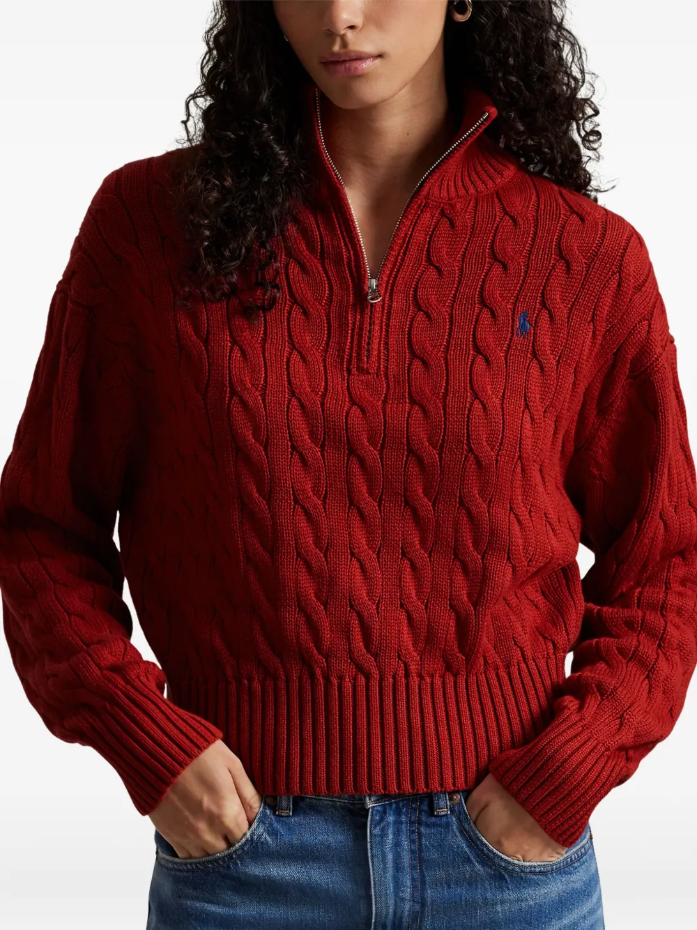 Свитер Polo Pony фактурной вязки Polo Ralph Lauren, красный — фото 3