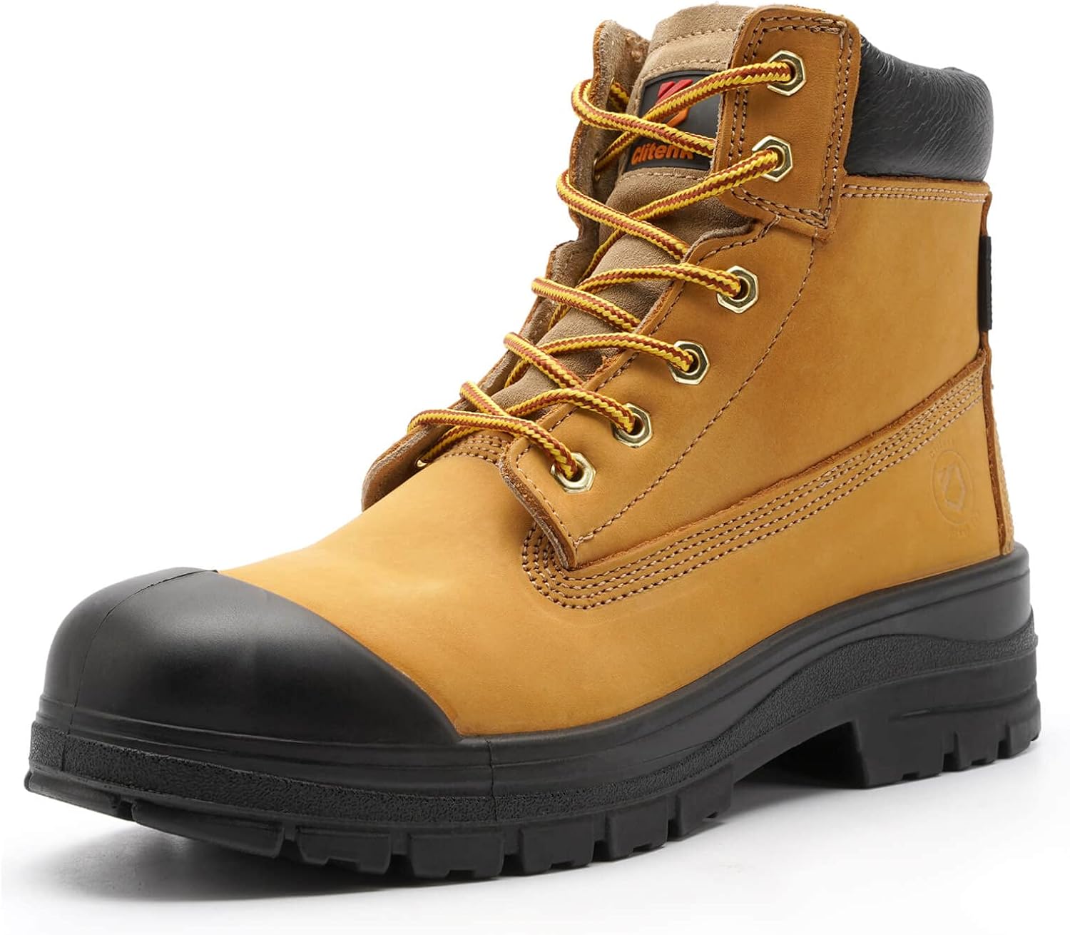 

Мужские рабочие ботинки с металлическим носком, водонепроницаемые, 6 дюймов, из обработанной полной кожи, с удобной посадкой, противоскользящие, проколостойкие, дышащие, комфортные, легкие ботинки для работы на улице Clitenk