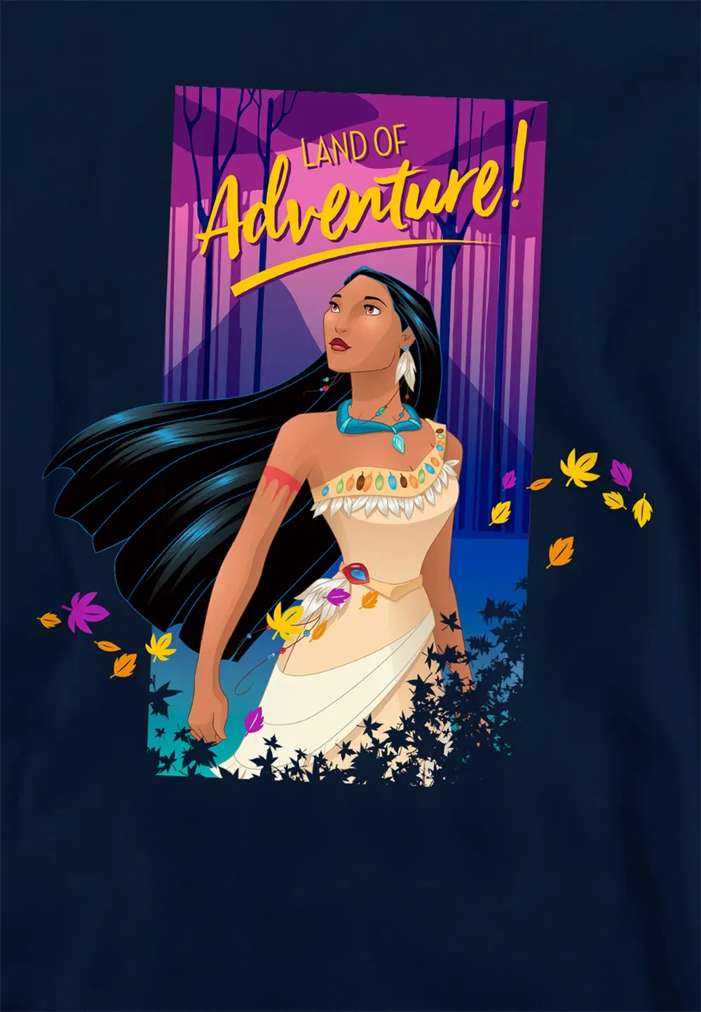 Детский худи с принтом Disney Pocahontas, темно-синий — фото 2