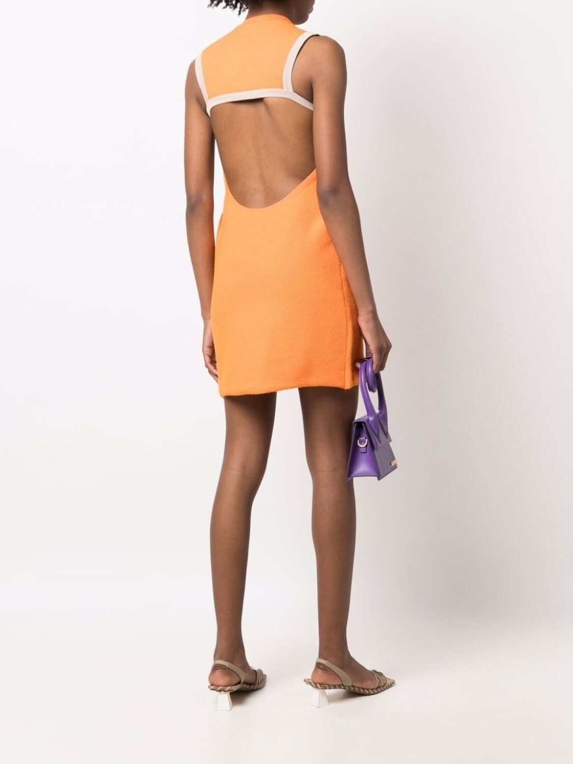 Jacquemus платье мини Sorbetto с контрастной отделкой, оранжевый — фото 2