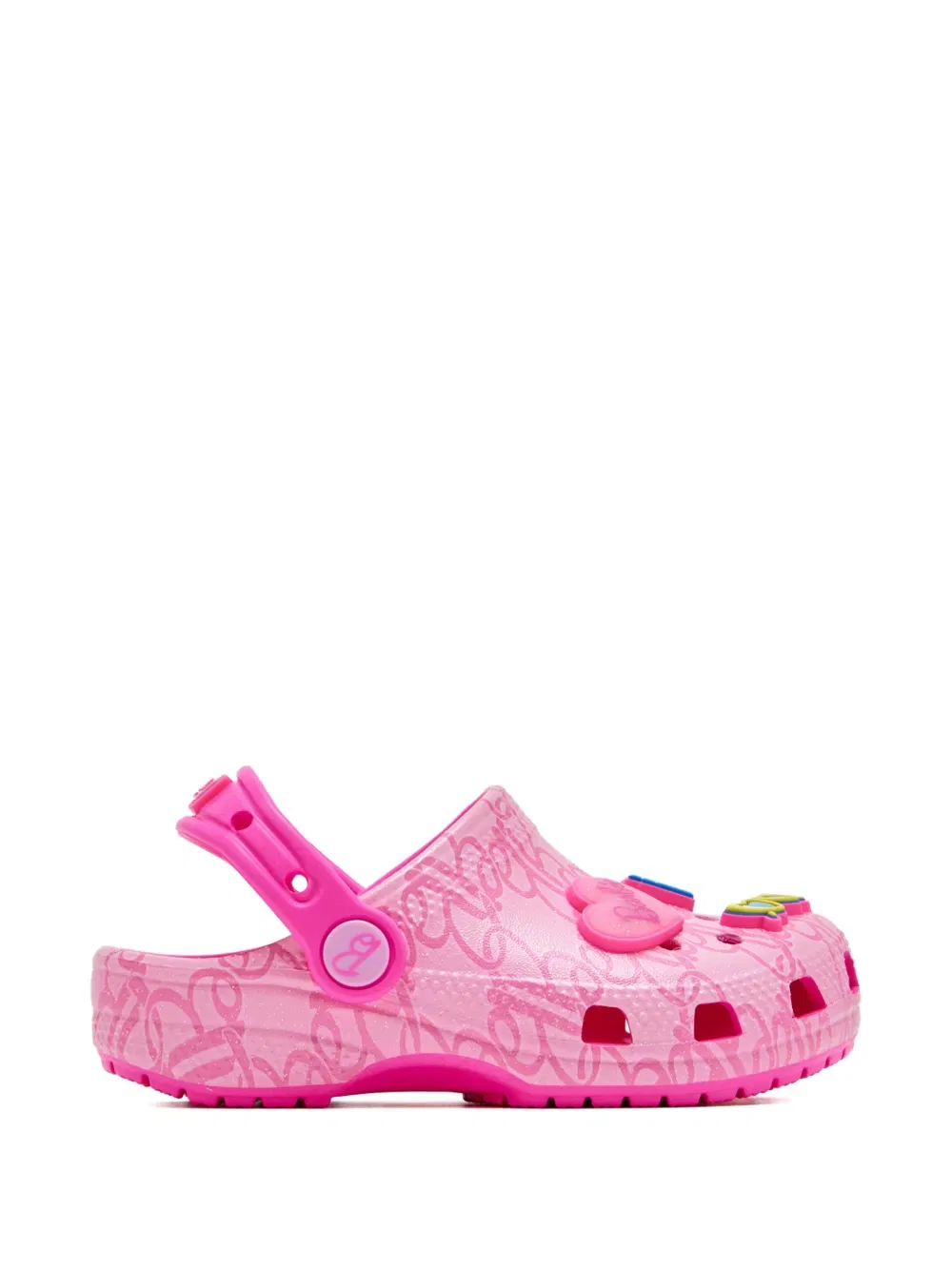 Классические сабо с монограммой в стиле Барби Crocs Kids, розовый