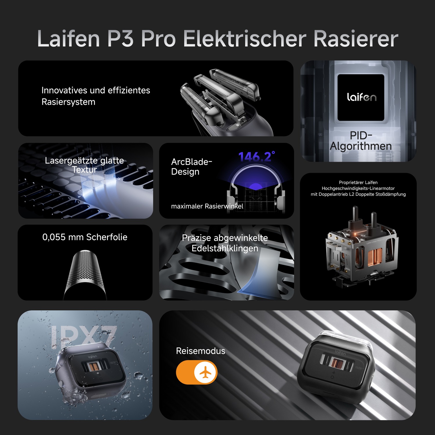 Бритва p3 pro rasierer original aluminum Laifen, original aluminum, количество 1 шт. — фото 2