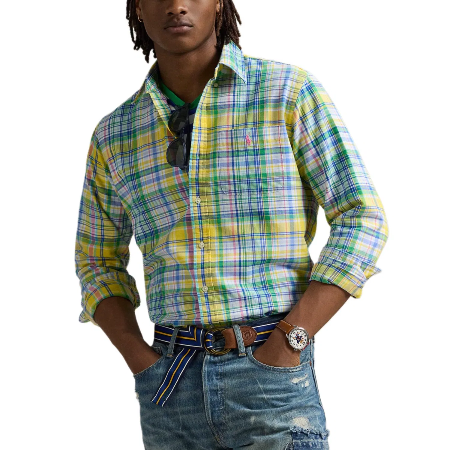 Рубашка мужская Yellow/Green Multicolor Moderate Polo Ralph Lauren — фото 4