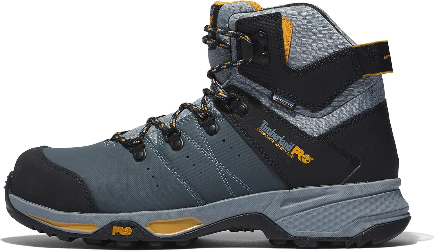 Мужские рабочие ботинки Timberland PRO Switchback с композитным носком, водонепроницаемые, высота 6 дюймов, серый/желтый — фото 3