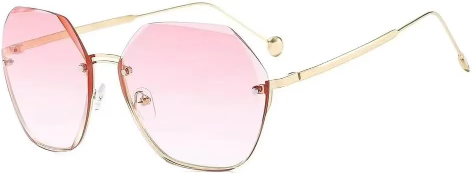 

Стильные солнцезащитные очки для женщин без оправы, ультрасовременные солнцезащитные очки для женщин, очки для вождения с защитой от УФ-излучения KTUCN, Pink