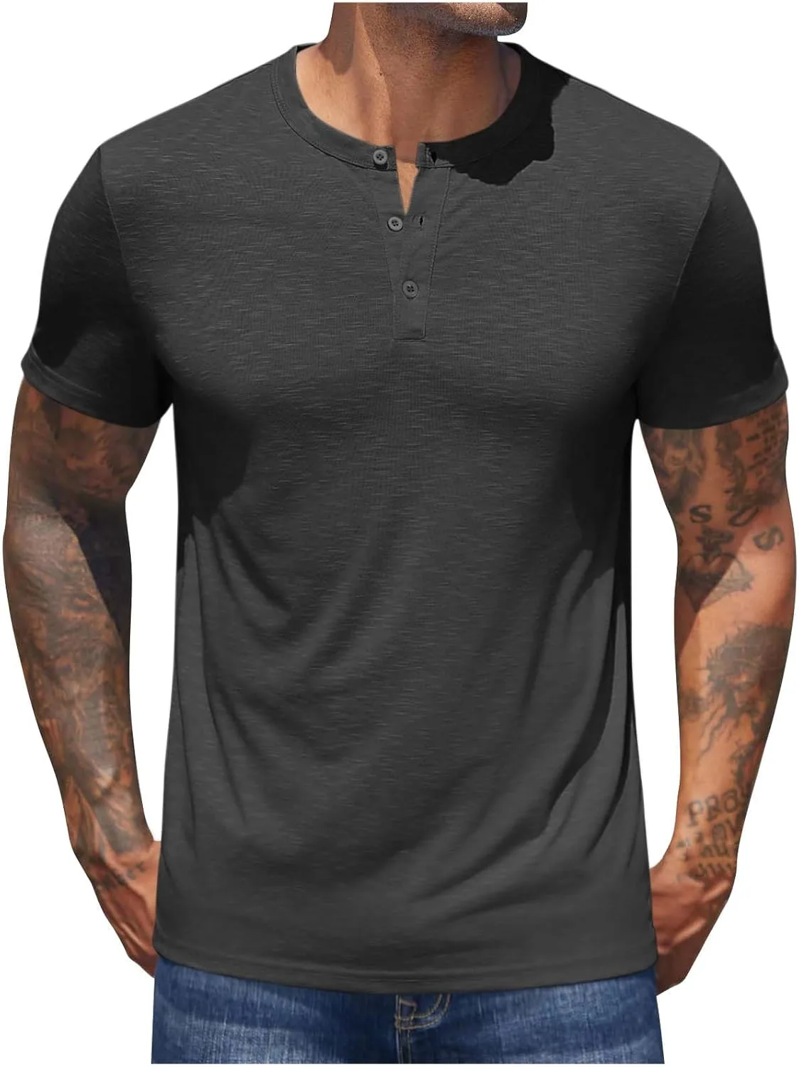 

Мужская футболка Henley с коротким рукавом для тренировок