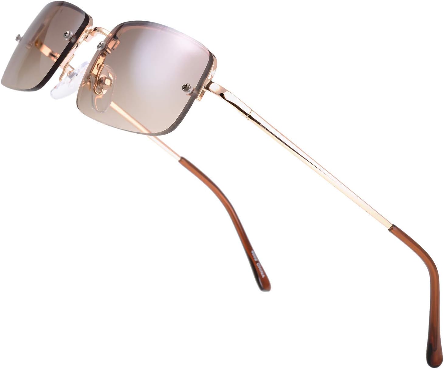 

Солнцезащитные очки Fresh Minimalist Small Rectangular Sunglasses Clear Eyewear Spring Hinge - Gift Box Package (201-Gold, Gradient Brown, 51) The Fresh, Gradient Brown