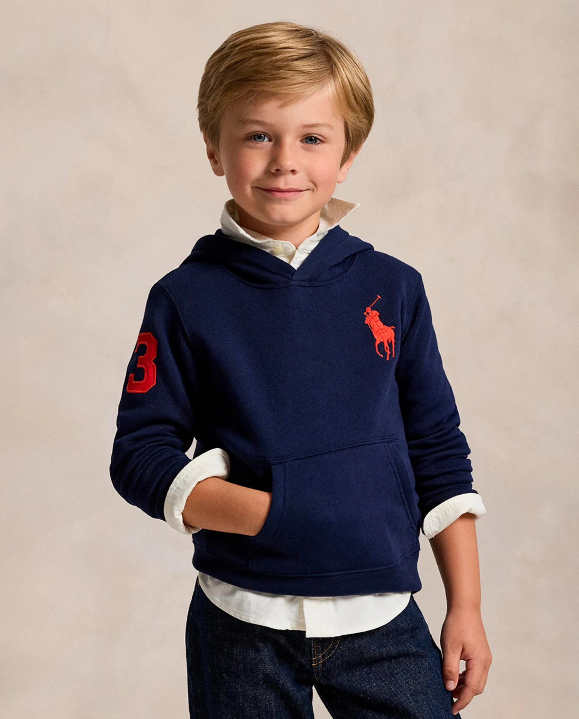 

Детская толстовка с капюшоном и принтом Big Pony Polo Ralph Lauren, темно-синий