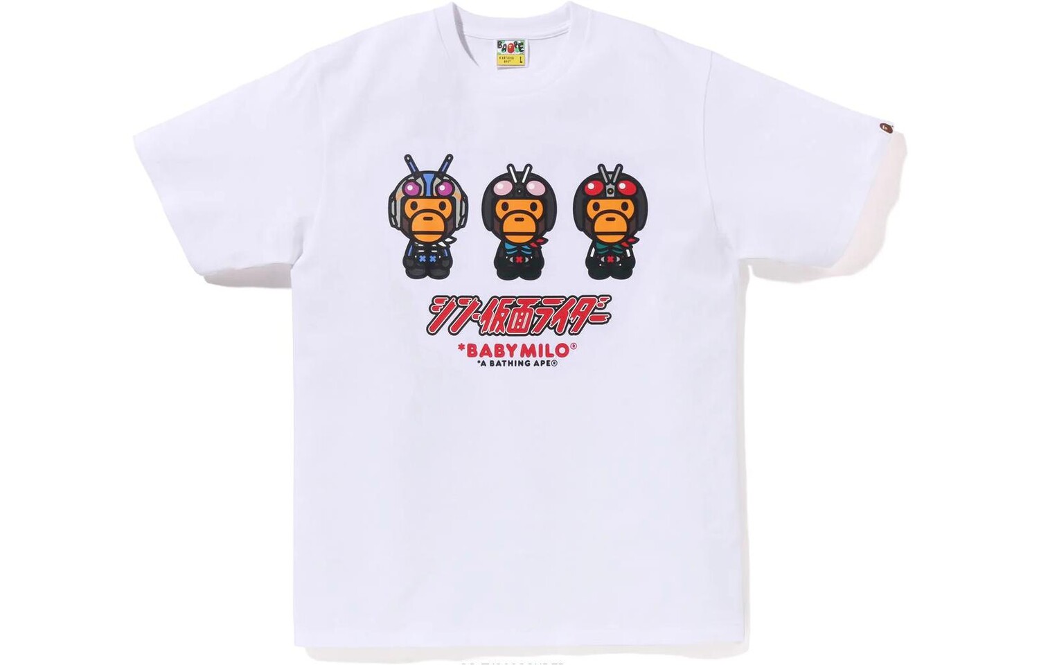 

Футболка BAPE X Shin Kamen Rider Baby Milo белая A Bathing Ape, черный