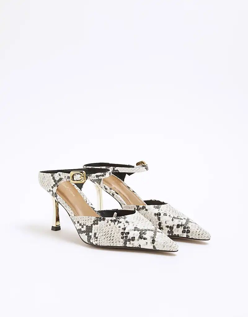 Туфли-лодочки River Island со змеиным принтом, серые - светлые — фото 2