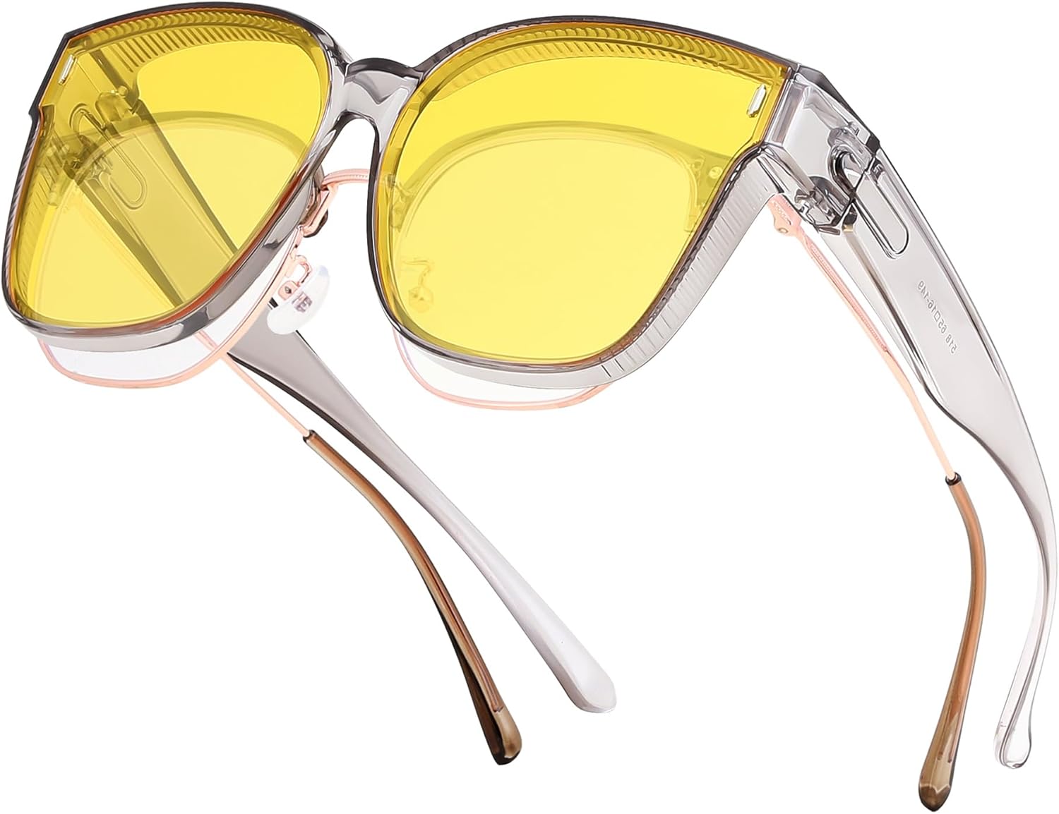 

Поляризованные солнцезащитные очки FEISEDY, надеваемые поверх обычных очков, для мужчин и женщин, большие квадратные солнцезащитные очки с защитой UV400, артикул B4187, Transparent Gray/Yellow