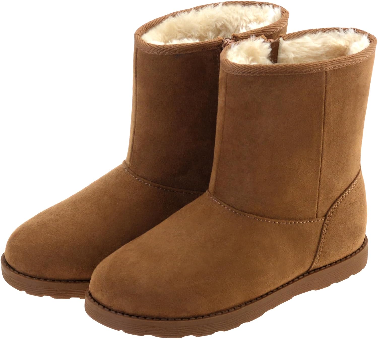 

Зимние теплые сапоги Vonair для девочек, с пушистой искусственной меховой подкладкой и молнией для детей младшего и старшего возраста, Brown