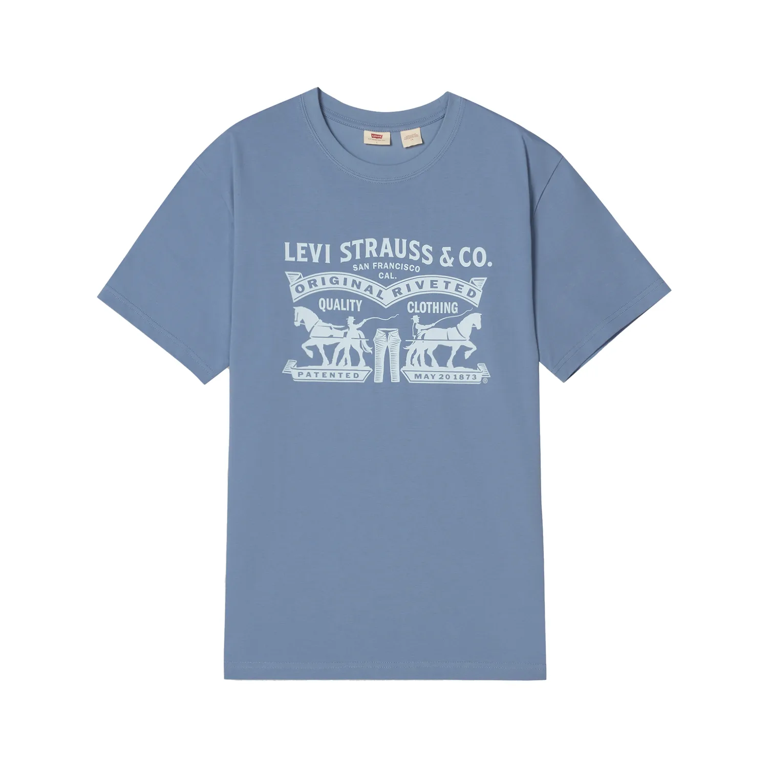 Levis Футболка Unisex Blue Crew Neck тонкая прямая посадка