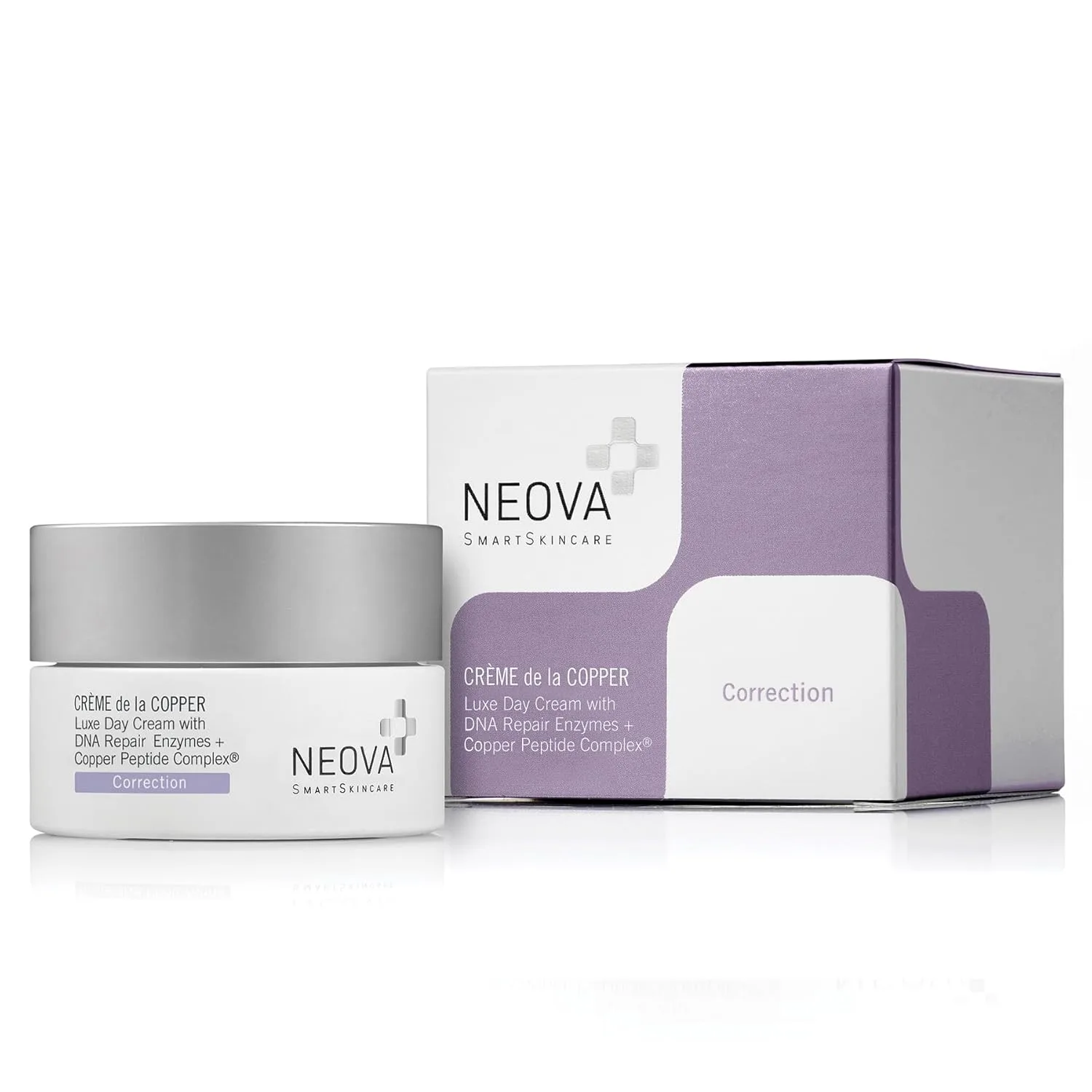 Увлажняющий крем NEOVA SmartSkincare Creme de la Copper с ферментами для восстановления ДНК и комплексом пептидов меди для увлажнения в течение всего дня. Протестировано дерматологами.