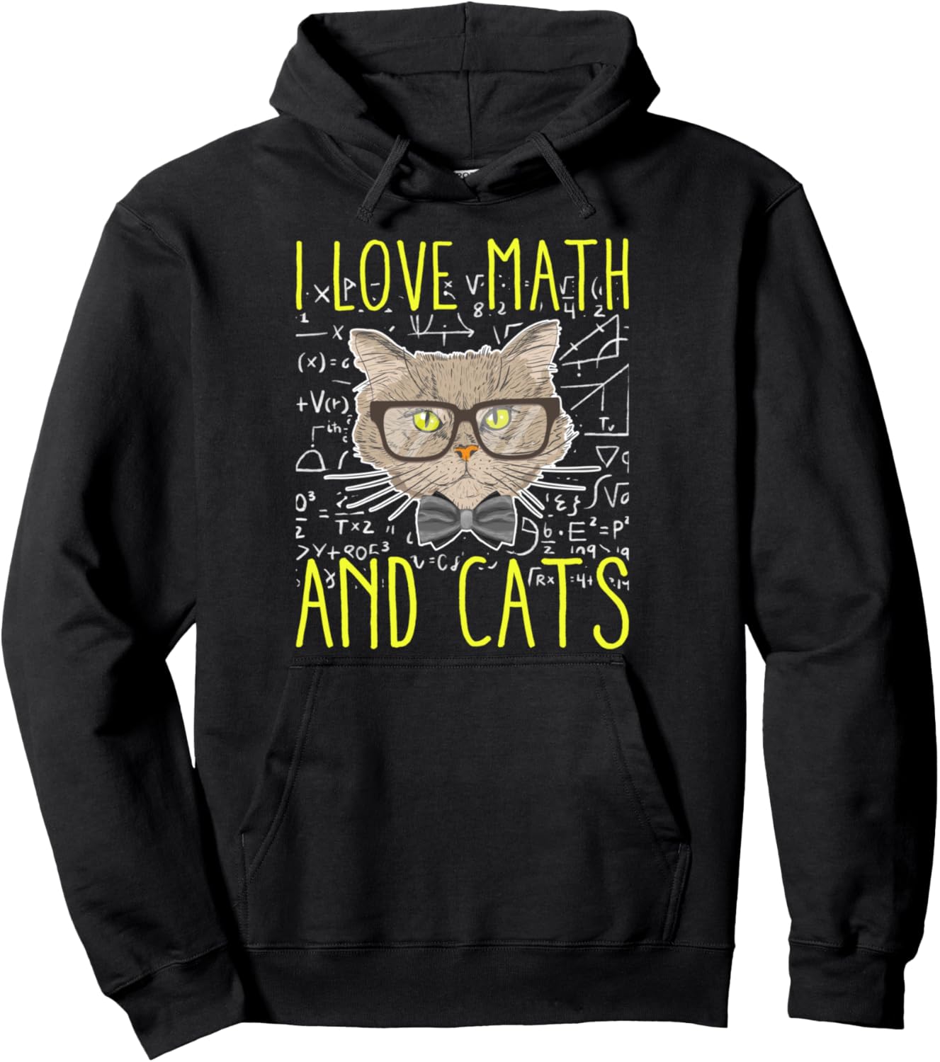 

Толстовка с надписью Математика и кошки любят математиков Cute Cat-Loving Funny Math Teacher, черный