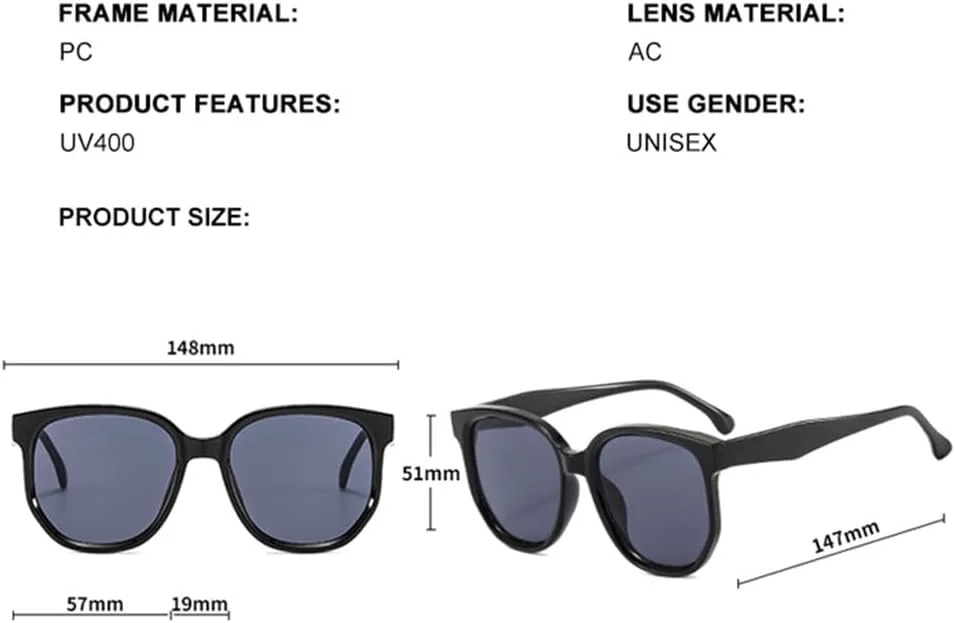 

Ретро большие солнцезащитные очки для женщин и мужчин, винтажные солнцезащитные очки с защитой от УФ-излучения UV400 для использования на открытом воздухе HCPIHF, 5