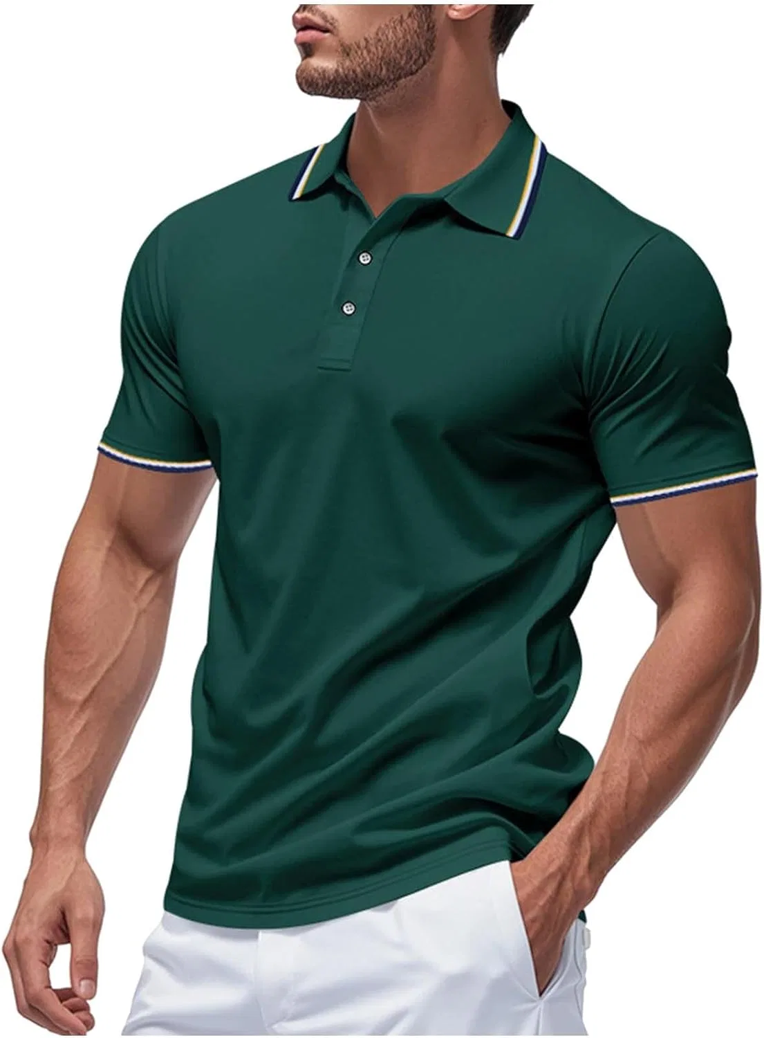 Мужское поло короткий рукав, хлопок, Army Green