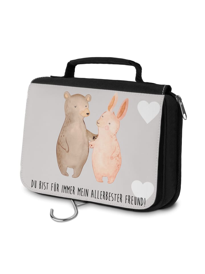 

Mr. & Mrs. Panda Косметичка с изображением медведя и кролика, обнимающих друг друга и говорящих пастельно-серым цветом