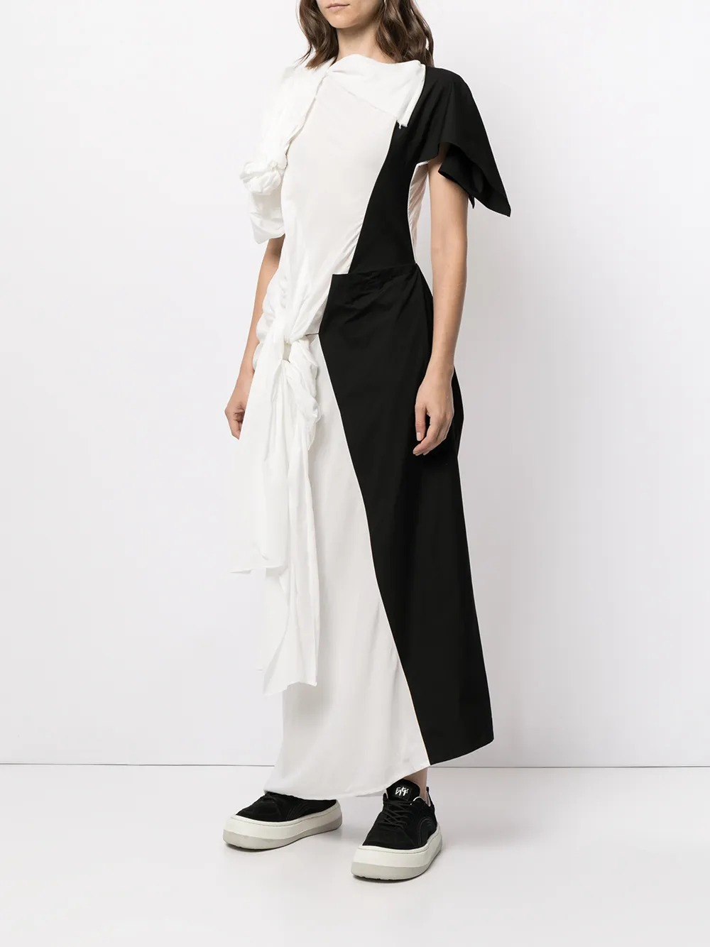Платье асимметричного кроя в стиле колор-блок Yohji Yamamoto, белый — фото 3
