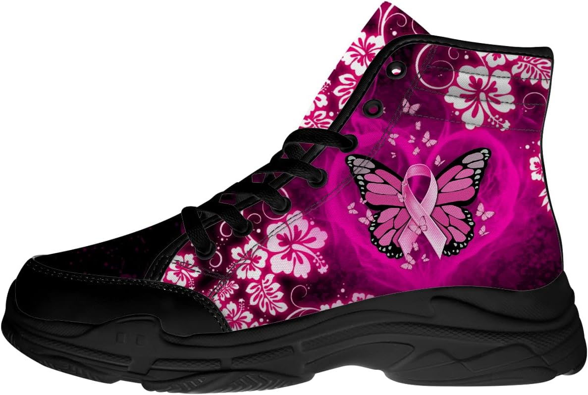 

Кеды на шнуровке высокие для женщин и мужчин с принтом «Рак груди», подарки для нее и него Quorax, черный