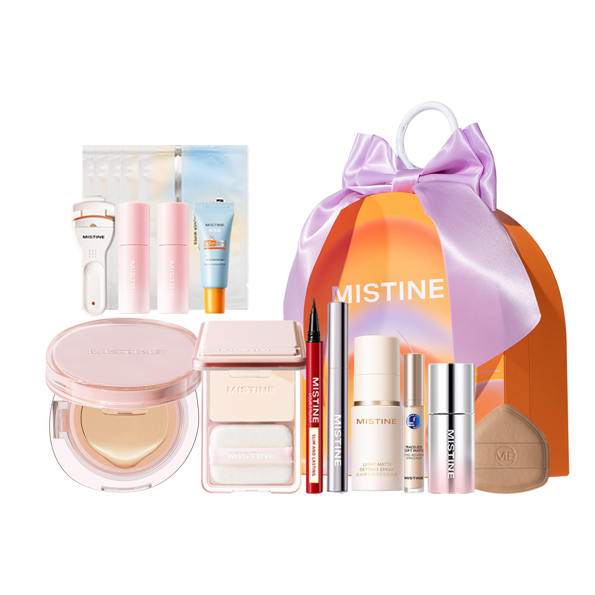 

Набор макияжа advanced foundation box для контроля жирного блеска натуральный стойкий прозрачный комплект из 11 предметов косметика полный набор Mistine