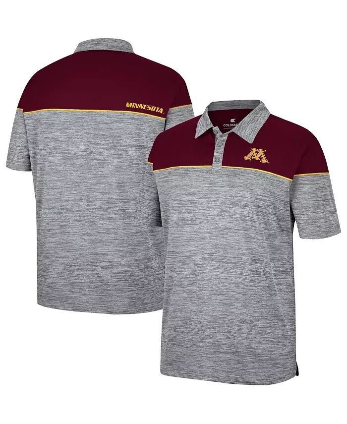 

Мужская рубашка-поло Minnesota Golden Gophers Birdie цвета серый, бордовый Colosseum