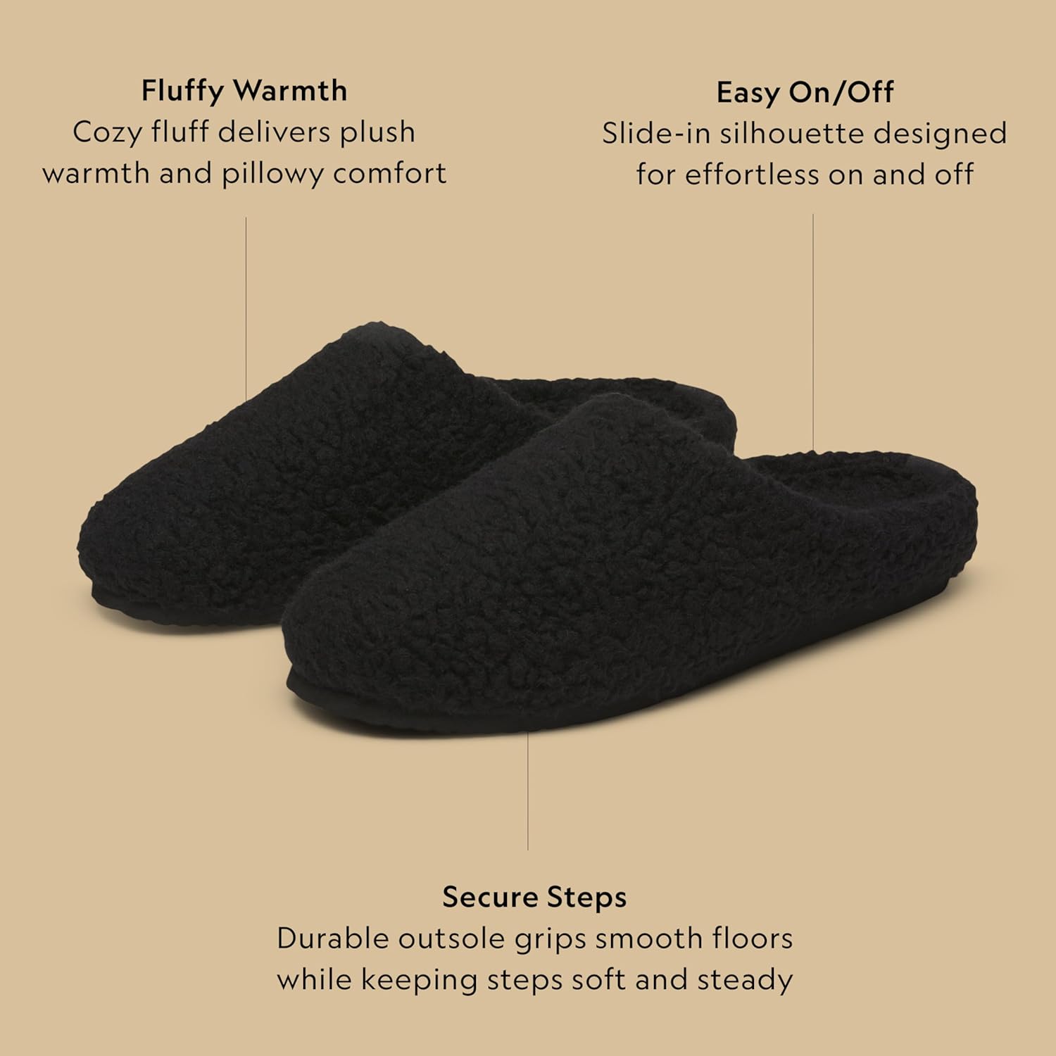 Унисекс тапочки Allbirds из шерсти, домашние обувь с открытой пяткой, верх из шерстяной смеси и мягкая подкладка, черный/черный — фото 3