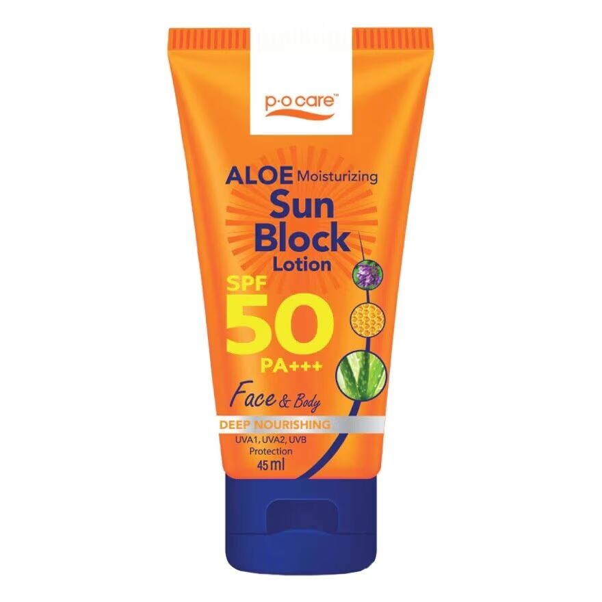 

PO Care Увлажняющий солнцезащитный лосьон с алоэ SPF50PA+++45 мл, Orange