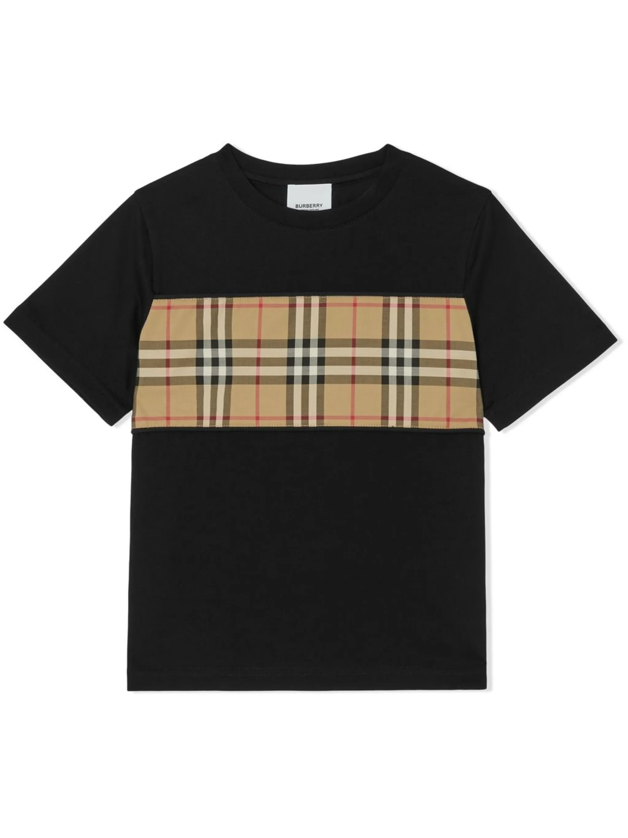 

Футболка со вставкой в клетку Vintage Check Burberry Kids, черный