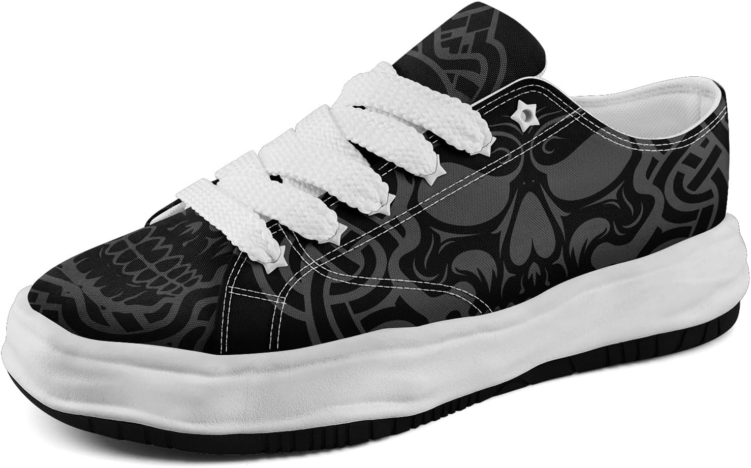 

Мужские готические кроссовки coolcustomize с черепами, модные, повседневные, для скейтбординга, из холщовой ткани, женские, уличная мода, удобные для ходьбы, белый