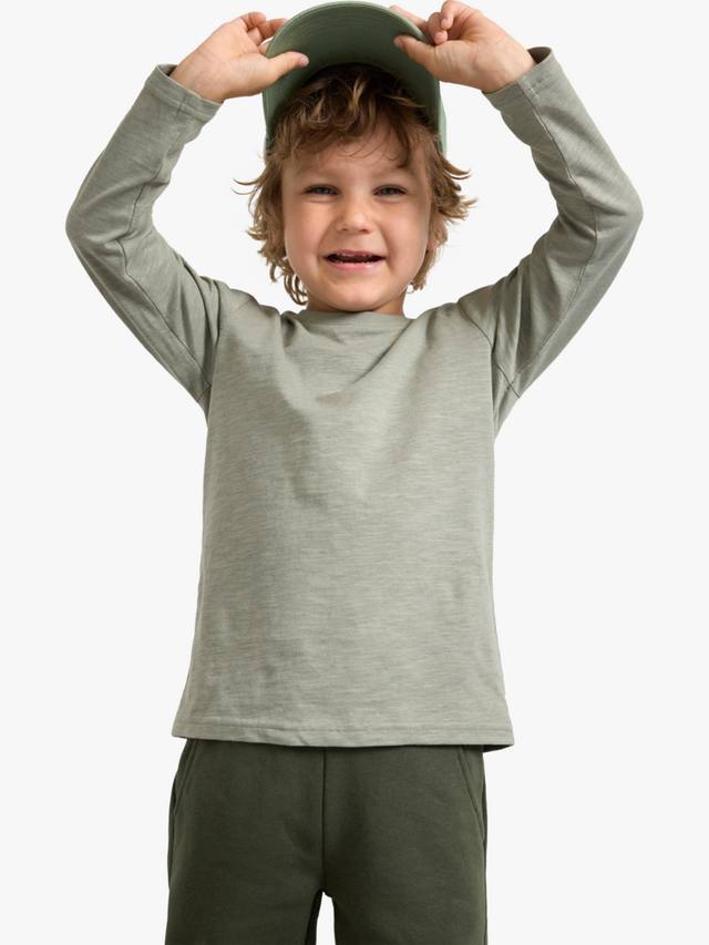 

Базовый топ из детского органического хлопка slub Lindex, цвет Dusty Green