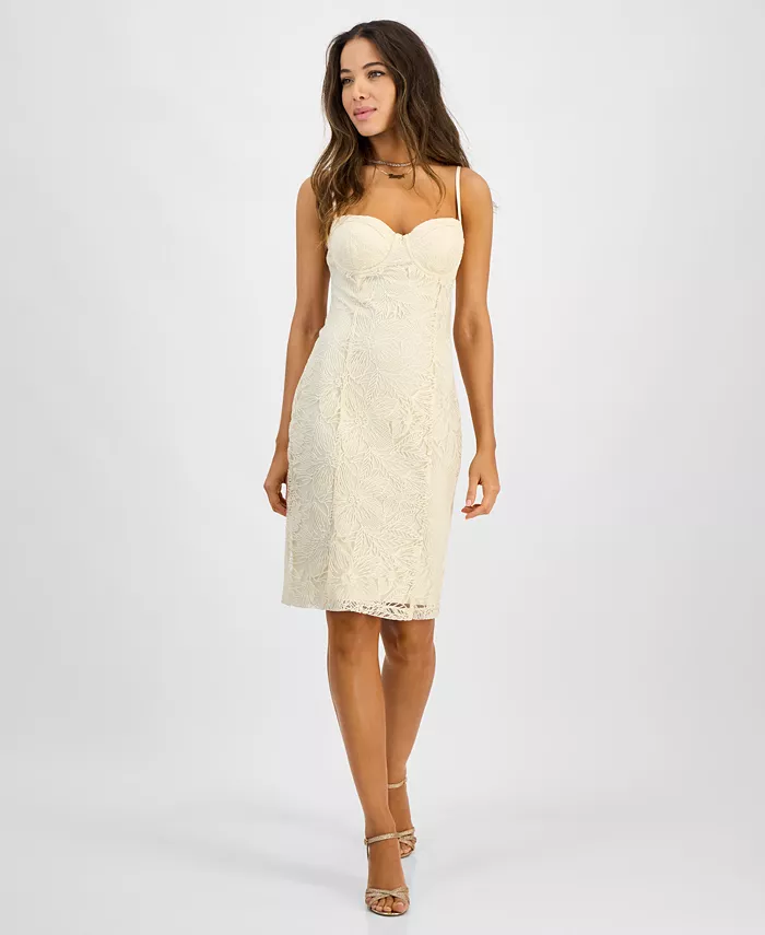 

Женское платье Serene с кружевными вставками и корсетной шнуровкой GUESS, белый
