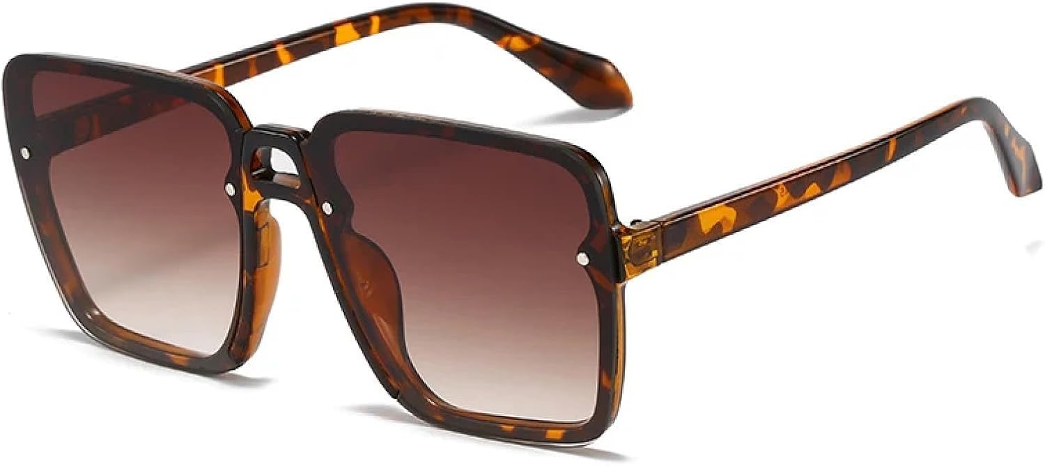 

Роскошные солнцезащитные очки с двойной перемычкой, модные, трендовые, для активного отдыха, вождения, унисекс, защита от УФ-излучения UV400 TKKTLLT, Leopard Gradient Tea