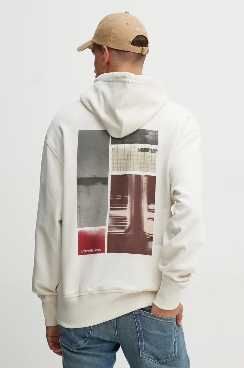 

Хлопковая толстовка Calvin Klein Jeans, бежевый