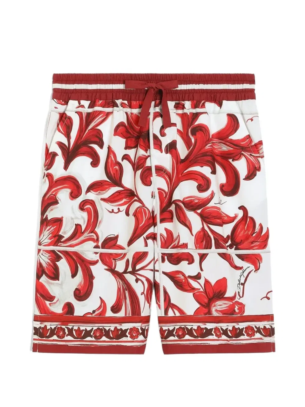 Бермуды из поплина с принтом "Майолика" Dolce & Gabbana Kids, белый