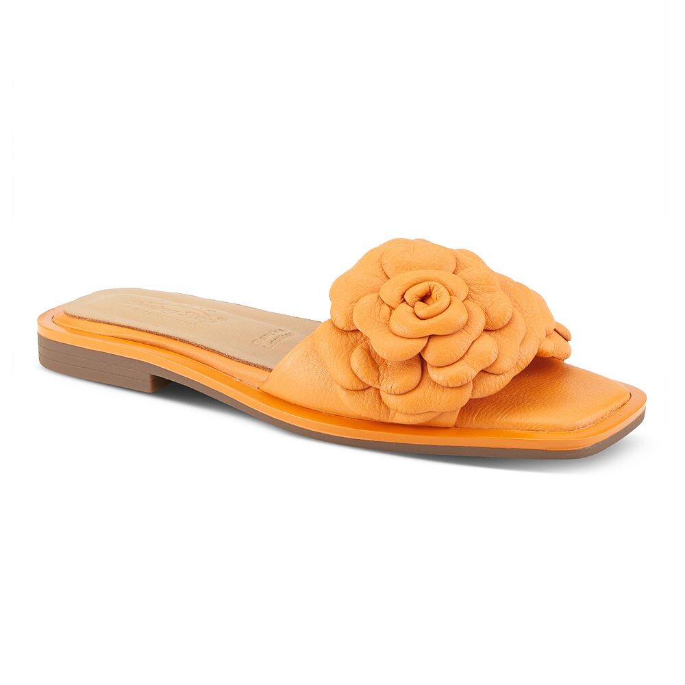 Женские кожаные шлепанцы с цветочным узором Spring Step Domonique, оранжевый