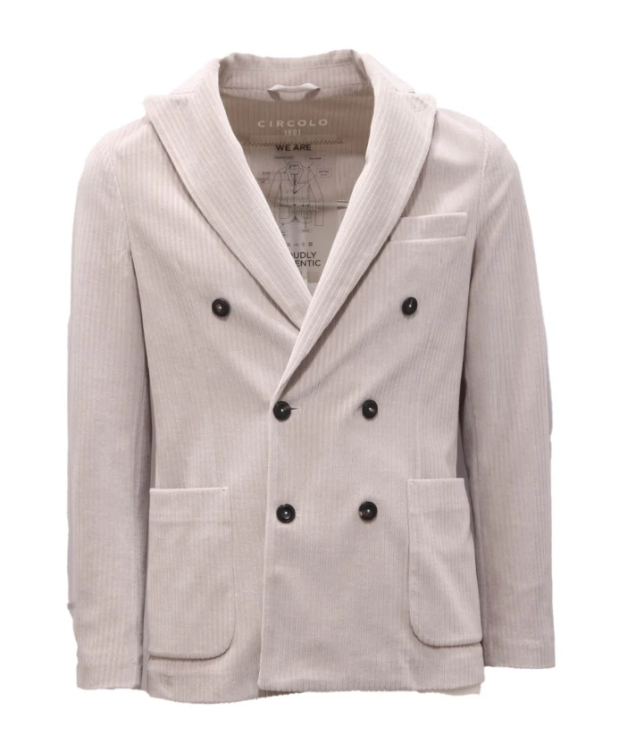 

Вельветовый двубортный пиджак платиновый Circolo 1901, бежевый