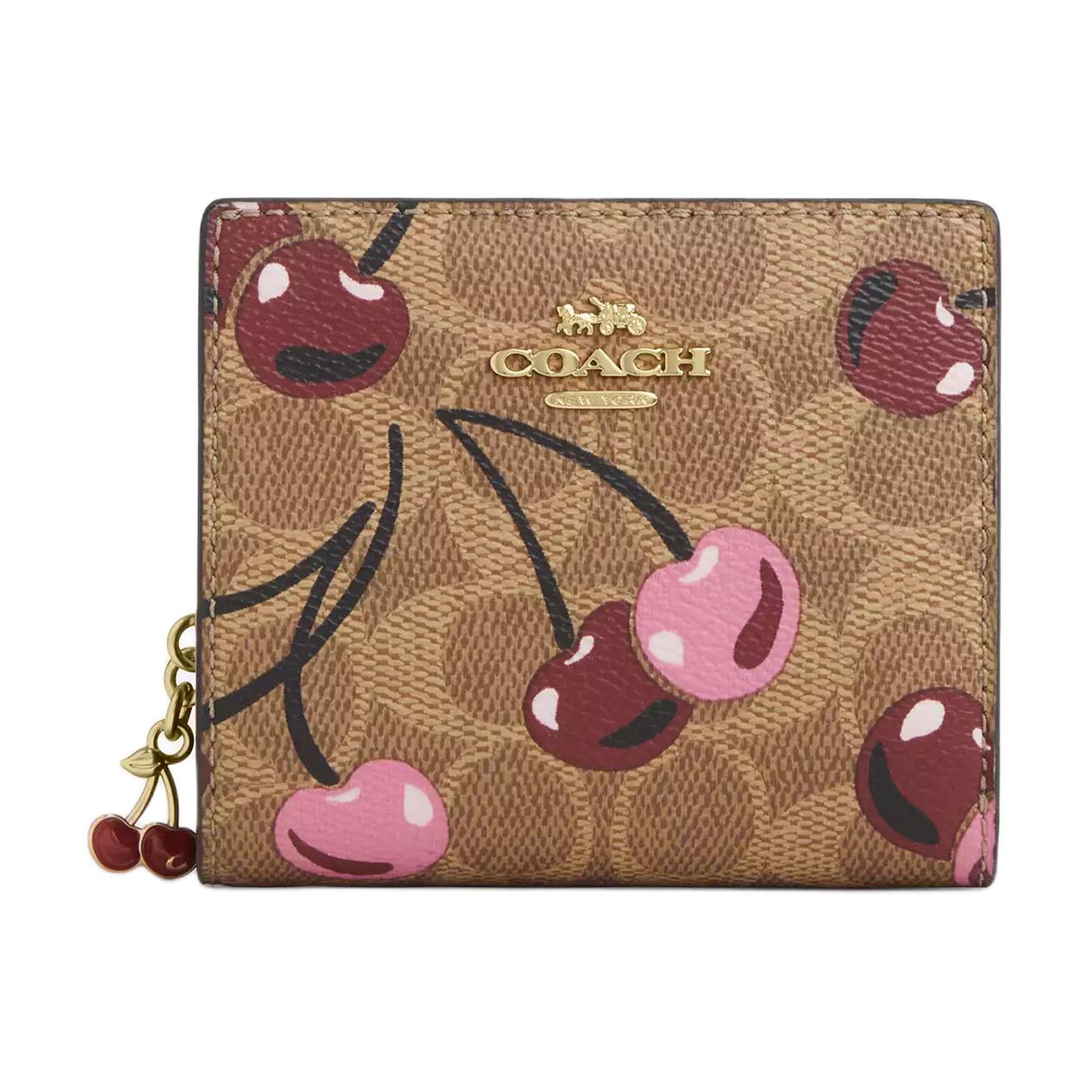 

COACH Миниатюрный женский бумажник из лакированного холста, Tan & Multicolor