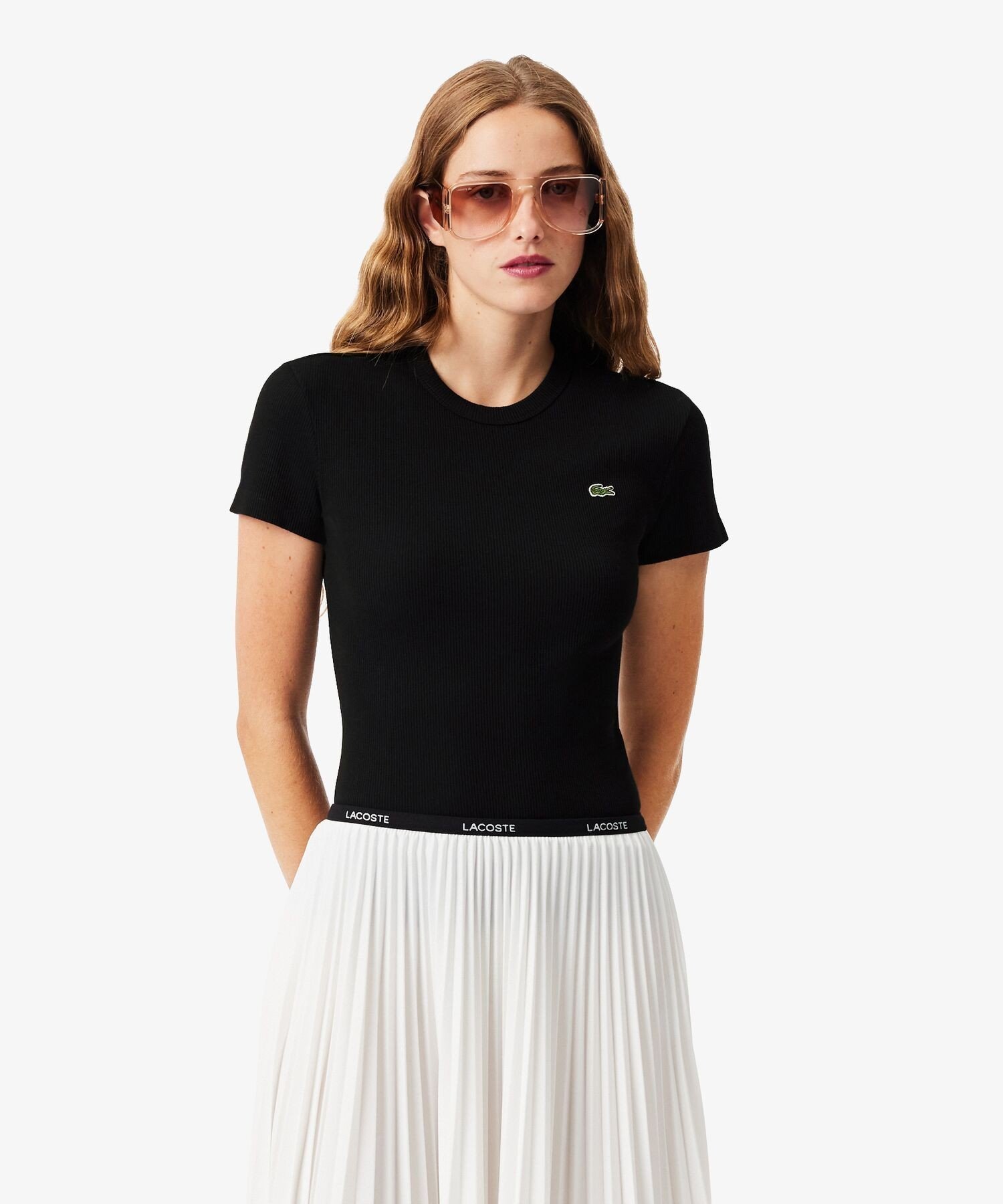Футболка LACOSTE в рубчик, Black