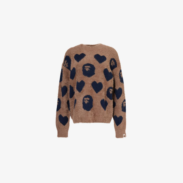 

Мне нравится вязаный джемпер с монограммой Bape A Bathing Ape, коричневый
