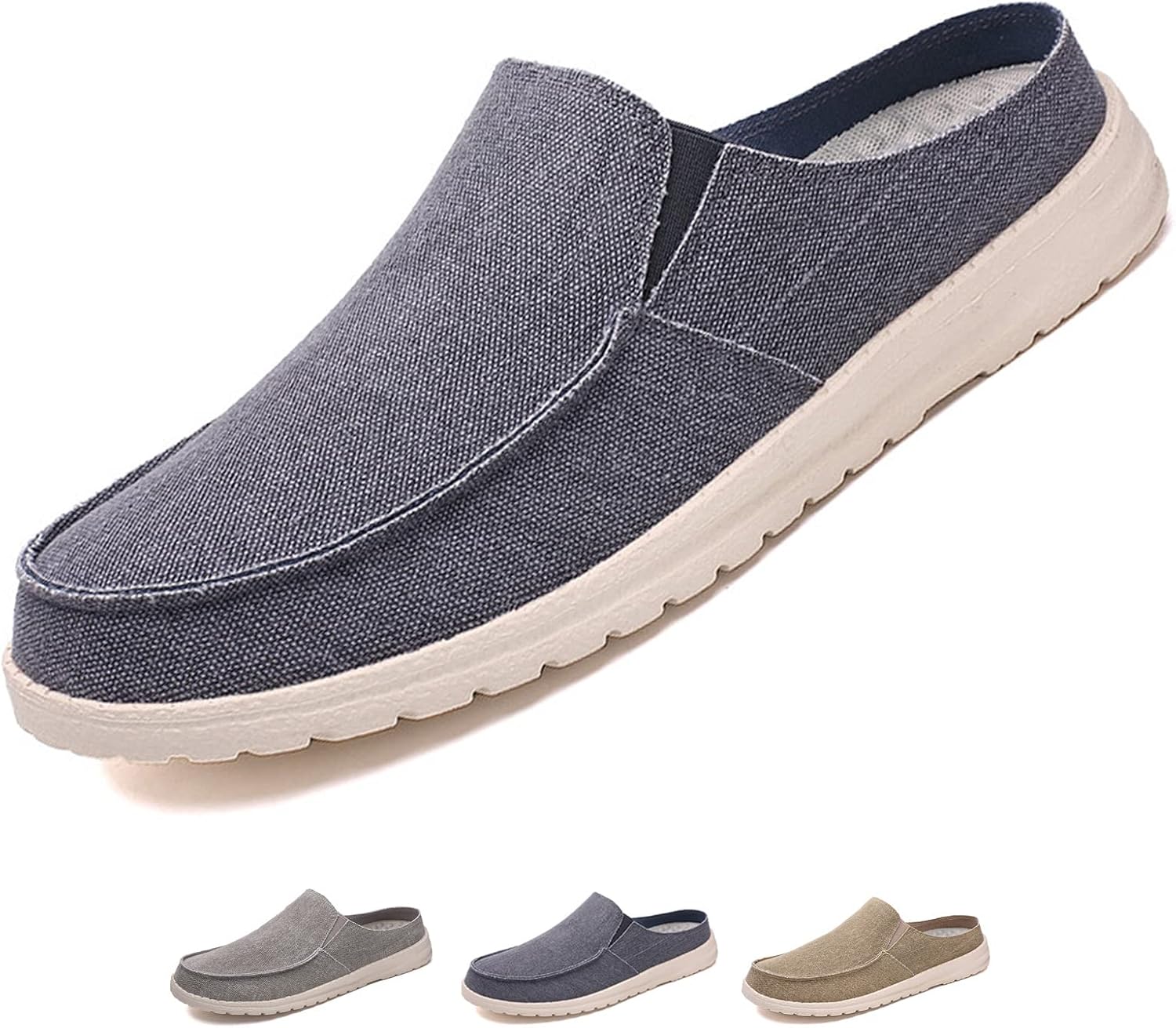 

Мужские дышащие слипоны из канвы, легкие широкие туфли-мюли для прогулок, удобные с пряжкой на пятке, мюли и сабо для дома и улицы Optigard, синий