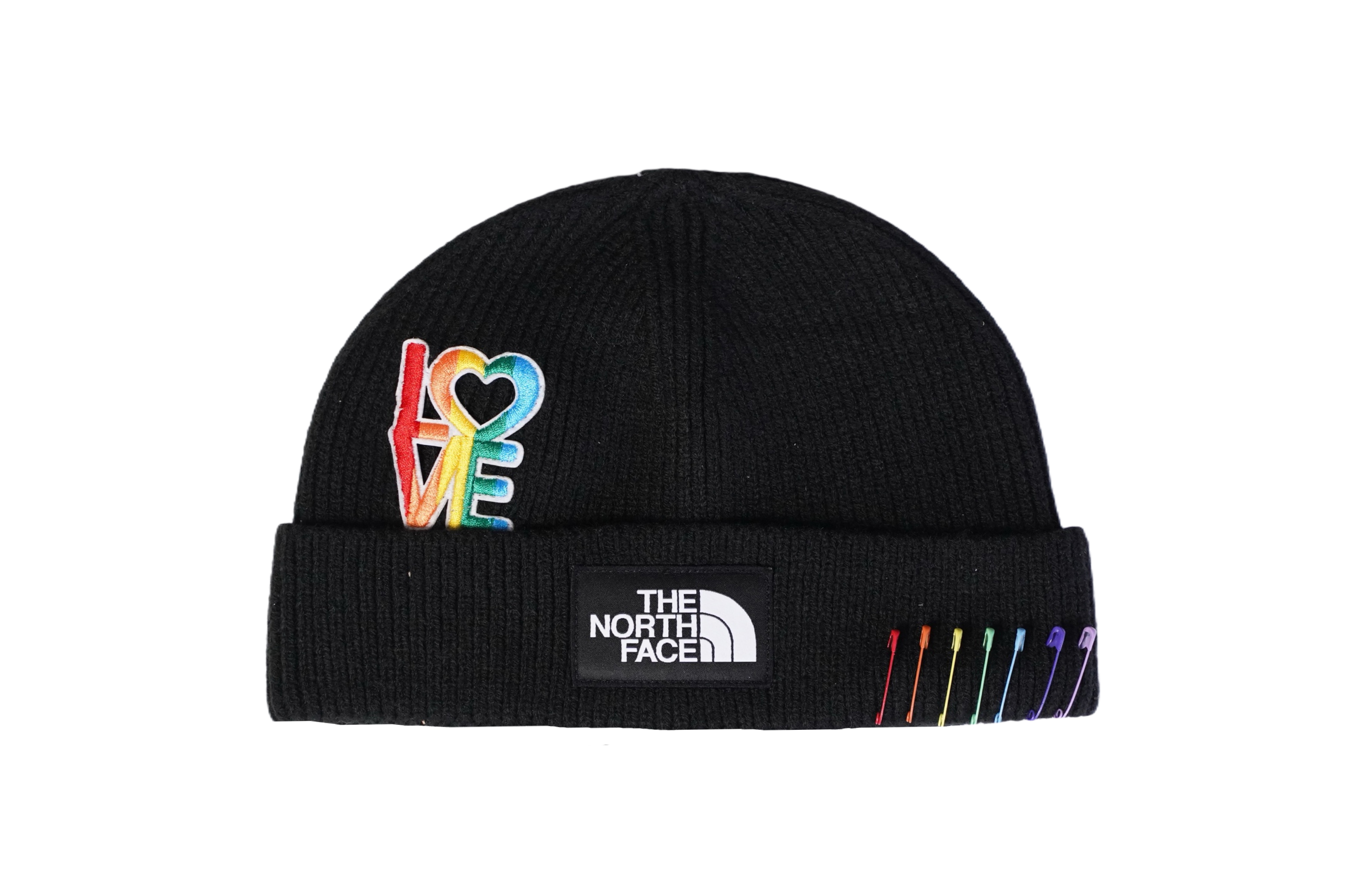 

THE NORTH FACE Акриловая нейлоновая полиуретановая шапка унисекс черная, Rainbow Embroidery Beanie