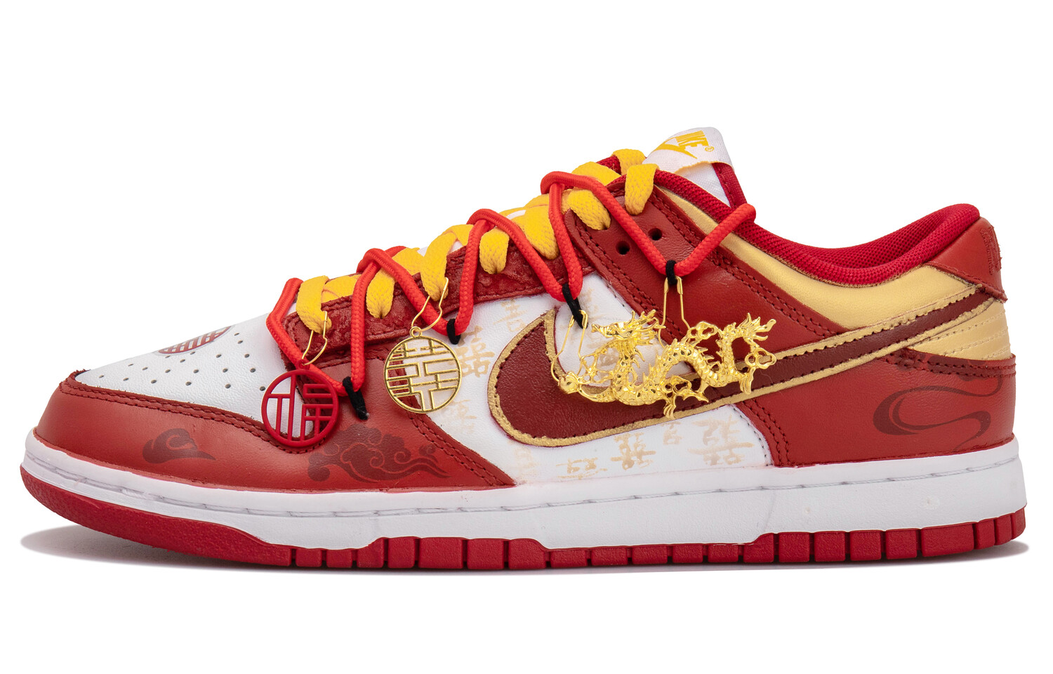 

Кроссовки Nike Dunk Skateboarding Shoes Men Low-top White/Gold/Red, белый/красный