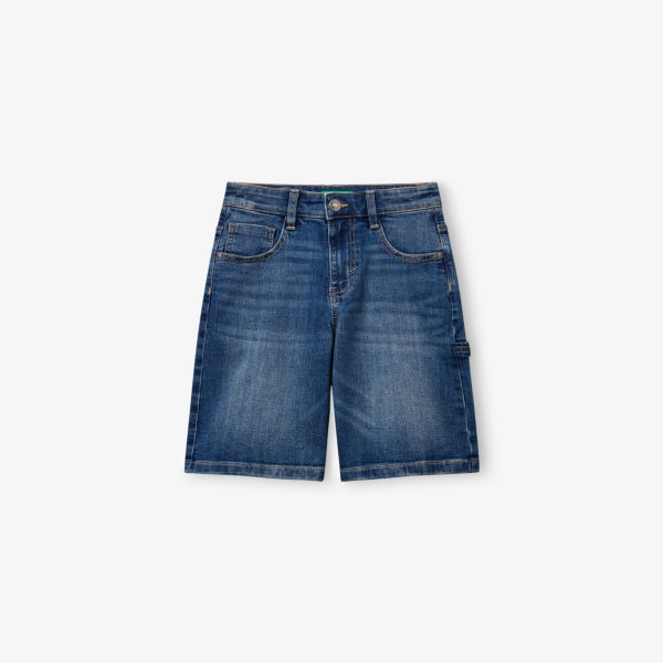 

Джинсовые шорты с эффектом потертости 6-14 лет Benetton, синий