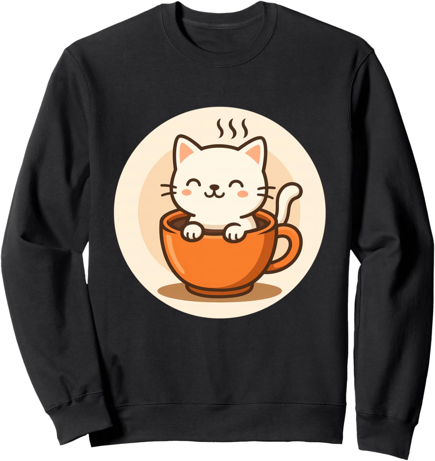 

Милая толстовка с котом в чашке и изображением кофейного напитка Kawaii Cat Coffee Cup Barista Latte Mythic, черный
