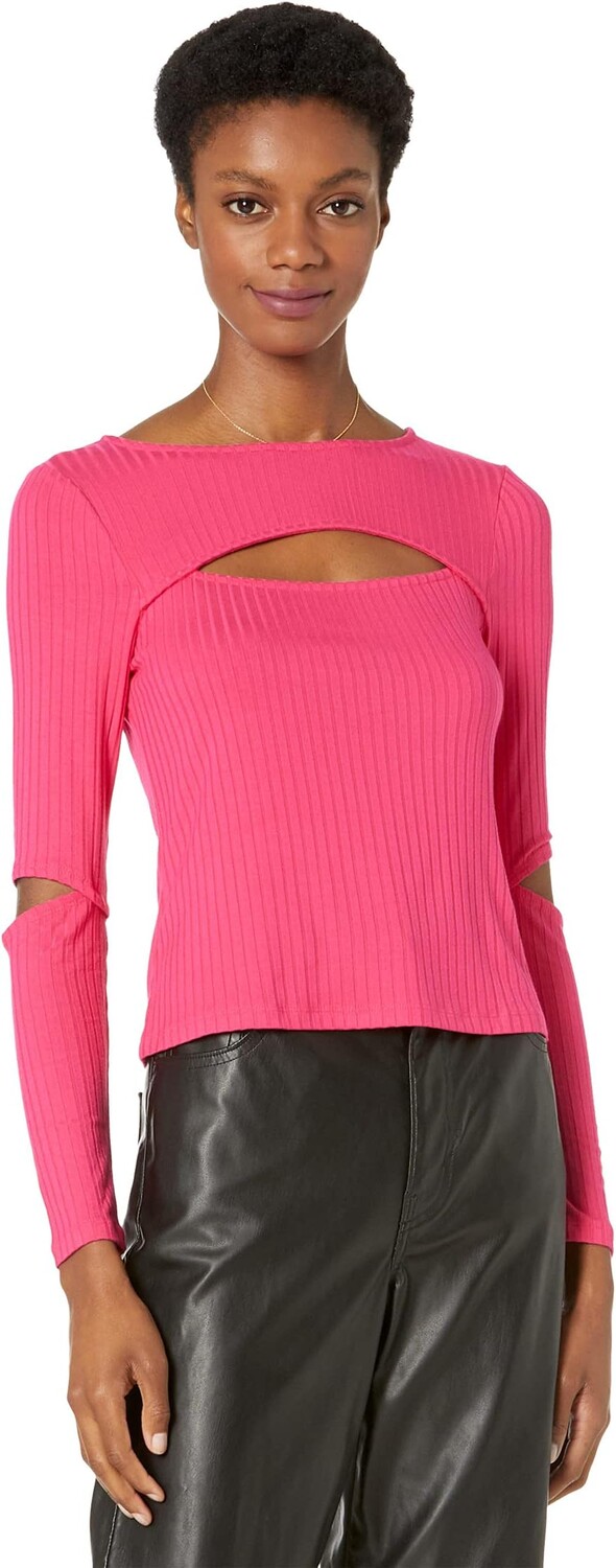 

Рубашка 1.STATE Long Sleeve Cropped Crew Neck with Cutouts, цвет Rose Blossom